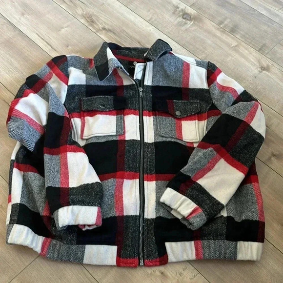Torrid Plaid Checkered Wool Bomber Jacket Sz 2 (2X) - Picture 7 of 13